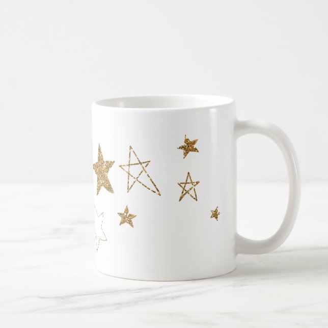 Guld Glitter Glitzy Stars Kaffemugg (Höger)