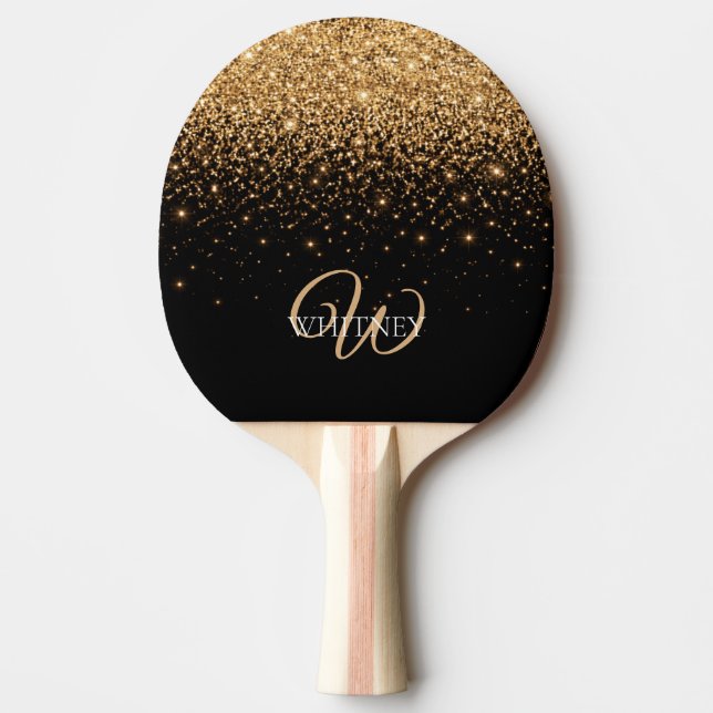 Guld Glitter Gnistra Elegant Lyx Struktur Pingisracket (Framsidan)