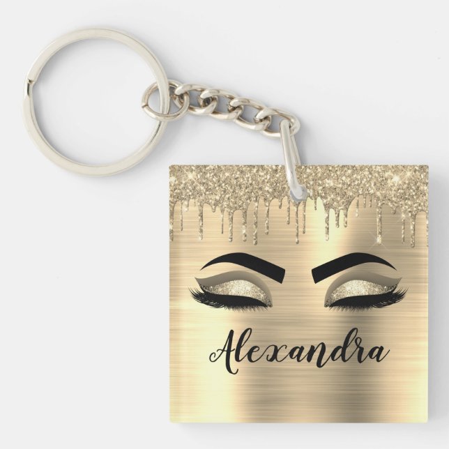 Guld Glitter Gnistra Eyelash Monogram Namn (Framsidan)
