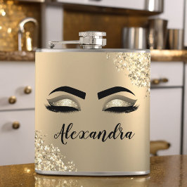 Guld Glitter Gnistra Eyelash Monogram Namn Fickplunta
