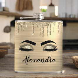 Guld Glitter Gnistra Eyelash Monogram Namn Fickplunta