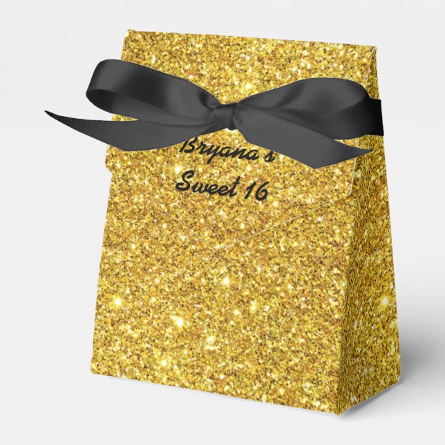 Guld Glitter Gnistra Födelsedagsfest Presenterar l Presentaskar (Framsidan Sidan)