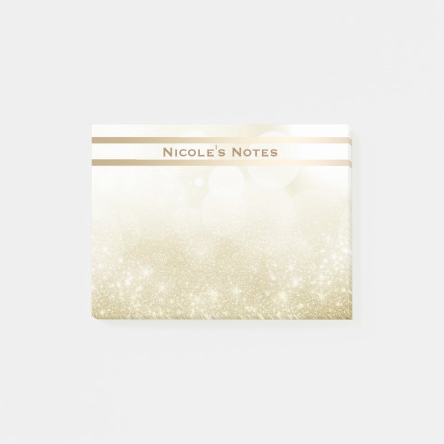 Guld Glitter Gnistra Glam Trendig Personlig Post-it Block (Framsida)