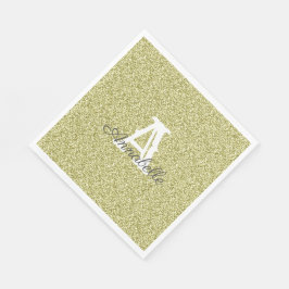 Guld Glitter & Gnistra Monogram Napkin Pappersservett