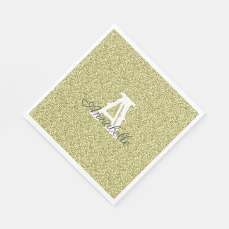 Guld Glitter & Gnistra Monogram Napkin Pappersservett