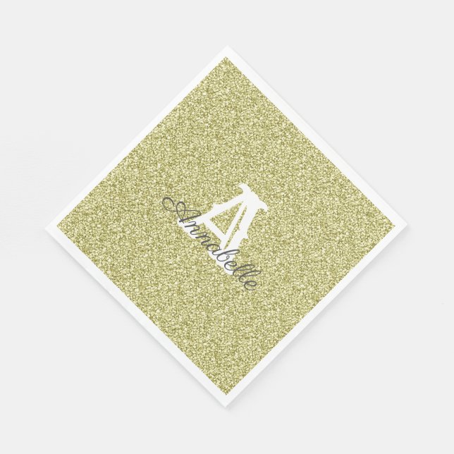 Guld Glitter & Gnistra Monogram Napkin Pappersservett (Hörn)