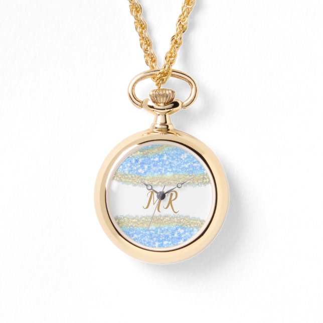 guld glitter gnistra, namn armbandsur (Framsida)