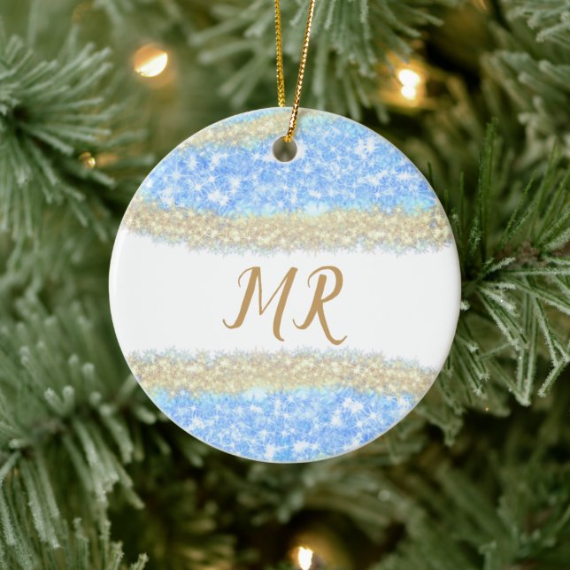 guld glitter gnistra, namn julgransprydnad keramik (Träd)