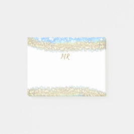 guld glitter gnistra, namn post-it block