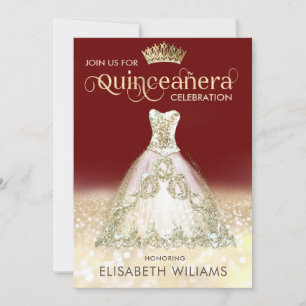 Guld glitter gnistra: ombre tiara Quinceañera Inbjudningar