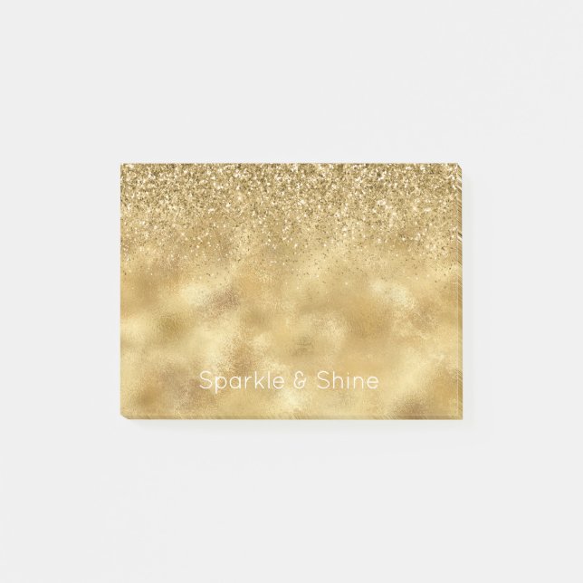 Guld Glitter Gnistra   Post-it Block (Framsida)