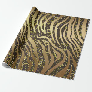 Guld Glitter Gnistra Sebra Djungelsafari Glam Presentpapper