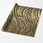 Guld Glitter Gnistra Zebra Jungle Safari Glam Presentpapper<br><div class="desc">papper radbrytning av anpassningsbar</div>
