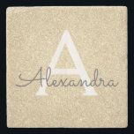 Guld- glitter- & gnistraMonogram Stenunderlägg<br><div class="desc">Den guld- eleganta stenen för den Fauxglitter och gnistran belägger med tegel. Dessa kan stenen Tiles skräddarsy för att inkludera ditt initialt och förnamn.</div>