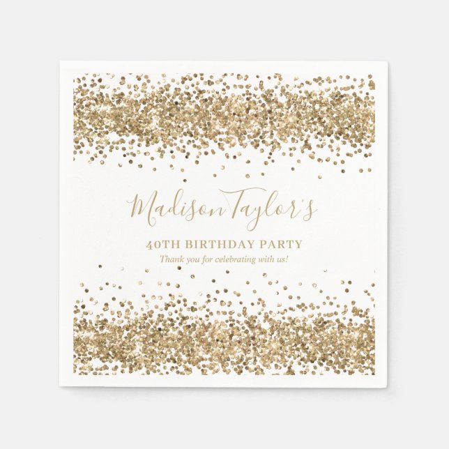 Guld Glitter Gnistrande Konfetti Chic Modern Födel Pappersservett (Framsidan)
