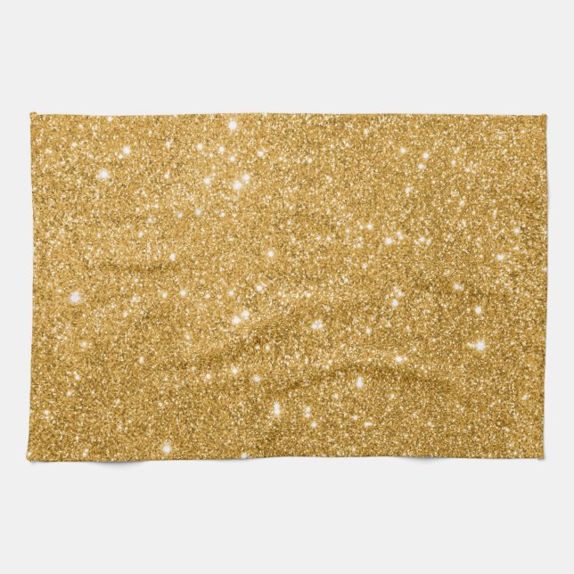 Guld Glitter Gnistrar Kökshandduk (Horisontell)