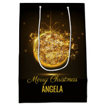 Guld Glitter God jul Boll Elegant Gift Bag