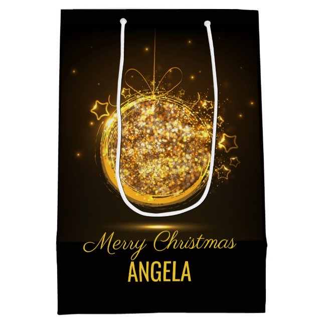 Guld Glitter God jul Boll Elegant Gift Bag (Baksidan)