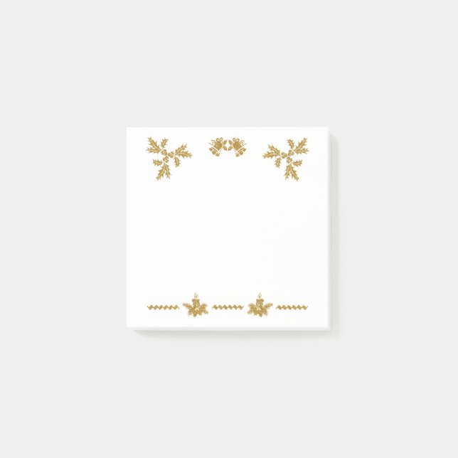 Guld Glitter God jul, Jultomten, Post-it Block (Framsida)