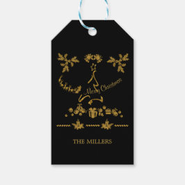 Guld Glitter God jul, Jultomten, Presentetikett