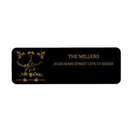 Guld Glitter God jul, Jultomten, Returadress Etikett