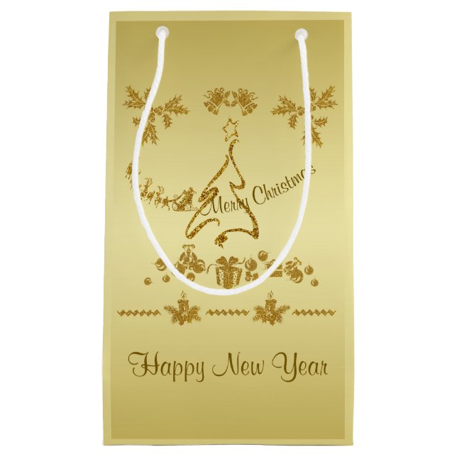 Guld Glitter God jul, Jultomten vid guld (Framsidan)