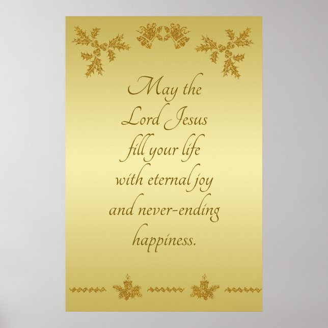 Guld Glitter God jul, Jultomten vid guld Poster (Framsidan)