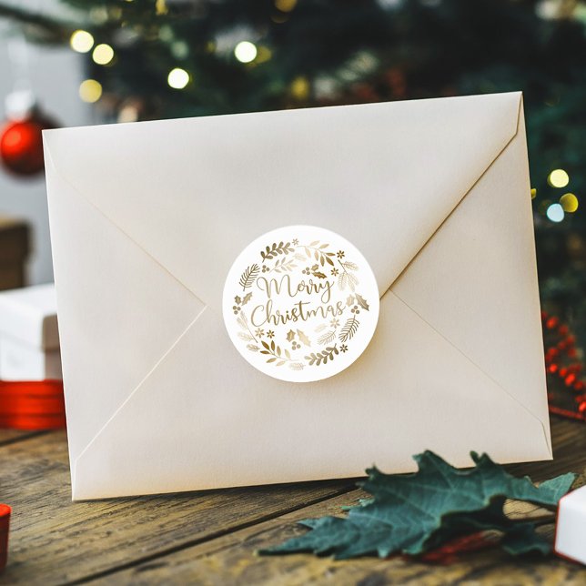 Guld Glitter God jul Runt Klistermärke (Skapare uppladdad)