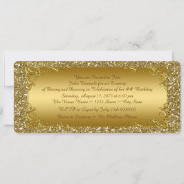 Guld Glitter Golden Biljett Party Inbjudningar