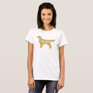 Guld Glitter Golden Retriever   HUND MORSA T Shirt