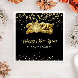 Guld Glitter Gott nytt år 2025 Napkins Pappersservett