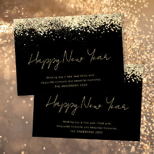 Guld Glitter Gott Nytt År Julkort