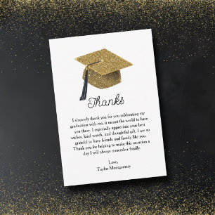 Guld Glitter Grad Cap Studenten Tack Anteckningskort