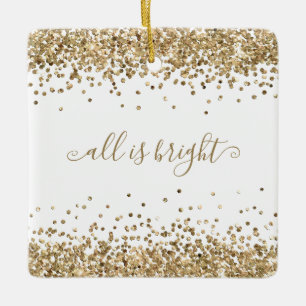 Guld Glitter Gräns alla är ljusa Namn år Julgransprydnad Keramik