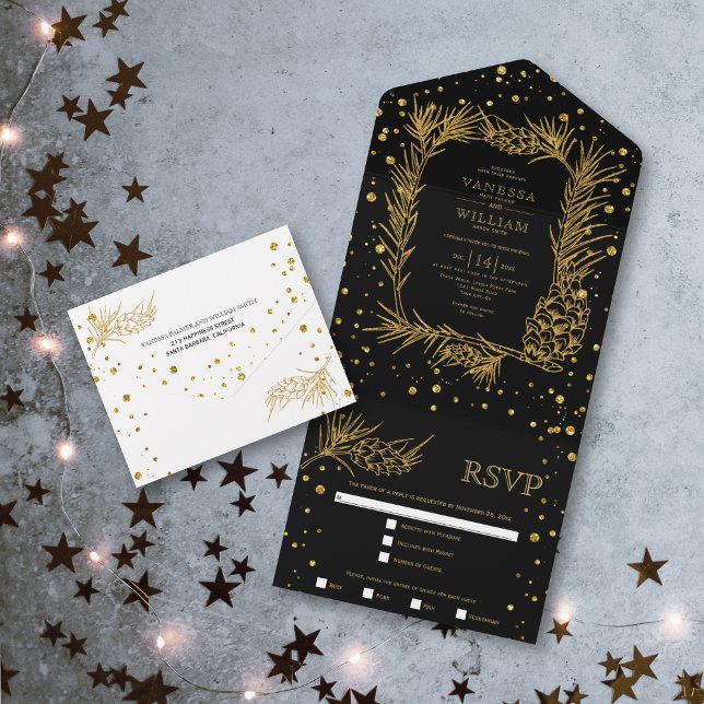 Guld glitter gräs, konetti, svart bröllop (Skapare uppladdad)