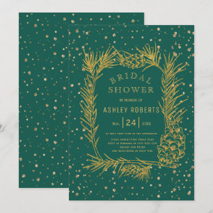 Guld glitter gräs, vintergrön vintermöhippa, inbjudningar