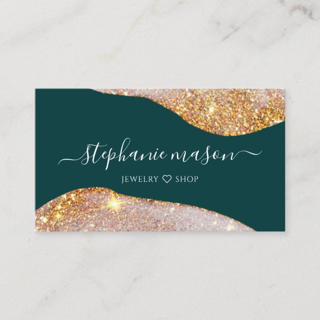 Guld Glitter Grönt Abstrakt Unik (Framsida)