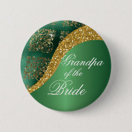 Guld Glitter Grönt Metallic Grandpa, Bride Knapp