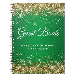 Guld Glitter Grönt Ombre 50:e födelsedagsboken Gue Anteckningsbok