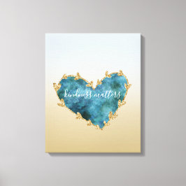 Guld Glitter Grönt Teal Aqua Blue Earth Heart Canvastryck