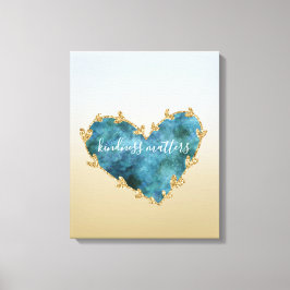 Guld Glitter Grönt Teal Aqua Blue Earth Heart Canvastryck