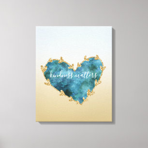 Guld Glitter Grönt Teal Aqua Blue Earth Heart Canvastryck