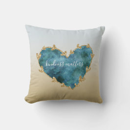 Guld Glitter Grönt Teal Aqua Blue Earth Heart Kudde