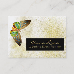 *~* Guld Glitter Guld Gilded Butterfly Watercolor Visitkort