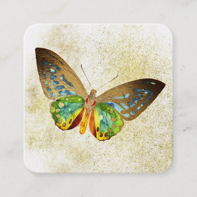 *~* Guld Glitter Guld Gilded Butterfly White Fyrkantigt Visitkort (Framsida)