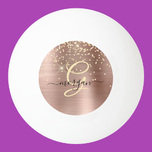 Guld Glitter, Guld Monogram, svart Namn Pingisboll