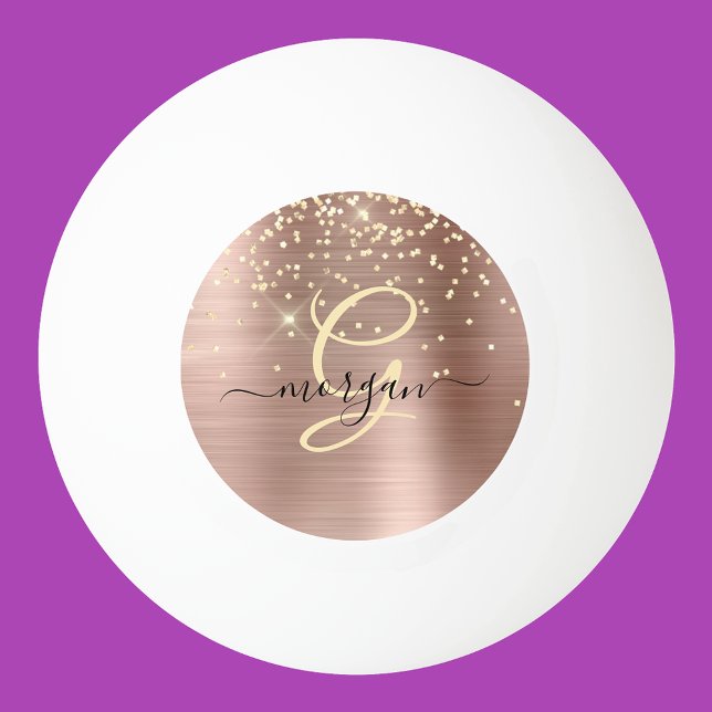 Guld Glitter, Guld Monogram, svart Namn Pingisboll (Skapare uppladdad)
