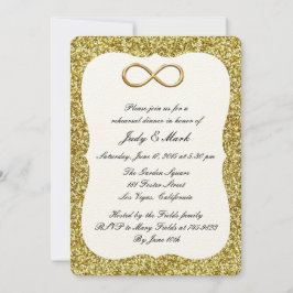Guld Glitter Guld Ofinity Rehearsal Dinner Inbjuda Inbjudningar