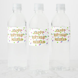 Guld Glitter Gymnast Gymnastics Birthday Vattenflaskor Etikett
