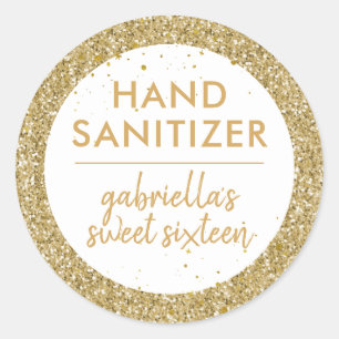 Guld Glitter Hand Sanitizer-favoritmärkets födelse Runt Klistermärke